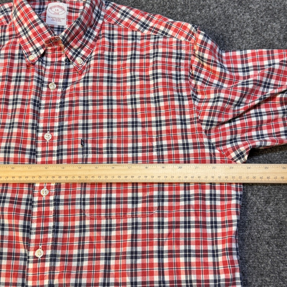 Brooks Brothers 346 Button Down Shirt Mens LG Plaid Short Sleeve Preppy Classic - Picture 4 of 7